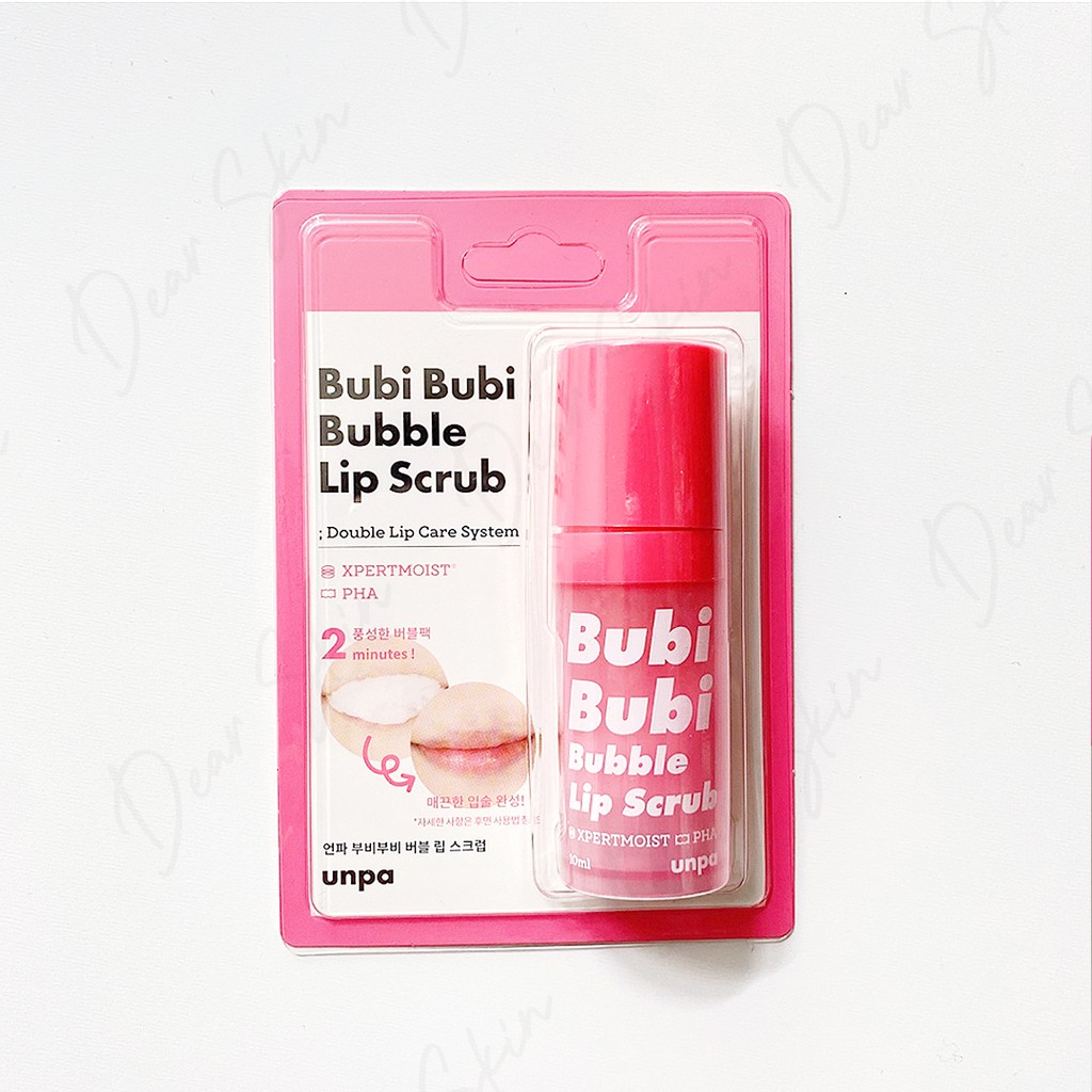 Tẩy Da Chết Sủi Bọt Thải Độc Môi Bubi Bubi  Bubble Lip Scrub unpa- gel làm mềm và hồng môi 10ml