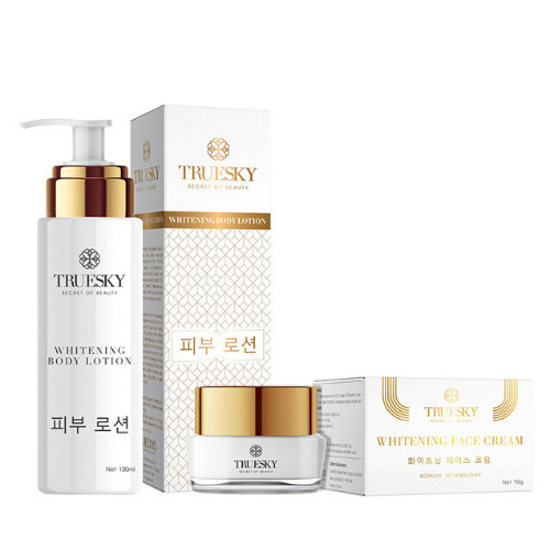 Bộ Dưỡng Trắng Da Mặt Và Body Truesky Gồm 1 Hộp Kem Dưỡng Trắng Da Mặt 15g &amp; 1 Chai Kem Body 100ml - Mỹ Phẩm Chính Hãng