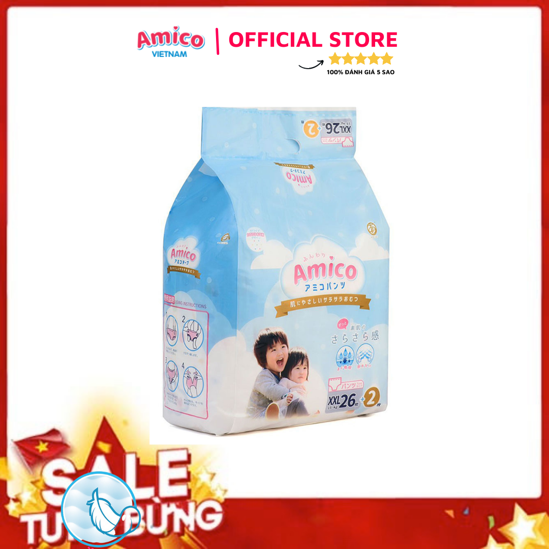 Bỉm - Tã quần Amico size XXL 26 + 2 miếng (Cho bé ≥15kg)