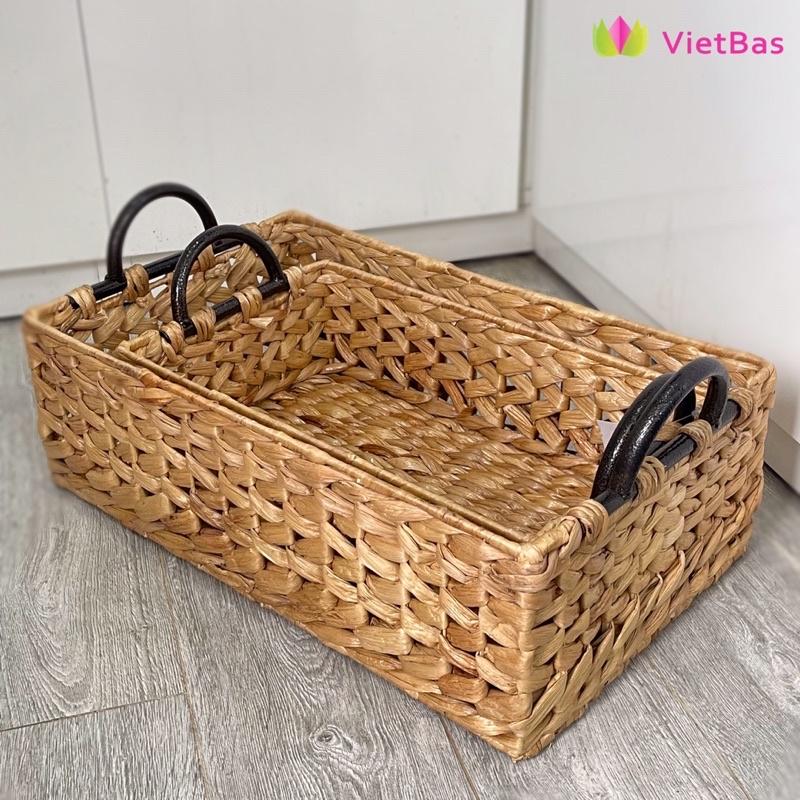 Khay lục bình VIETBAS hình chữ nhật có quai MAU14