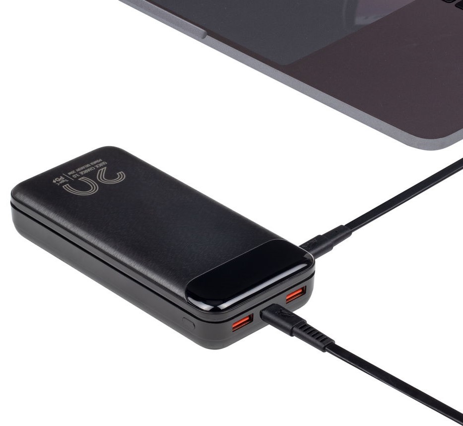 Pin Sạc Dự Phòng Rivacase VA2580 20000mAh (2 x USB-A; 1 x USB-C) QC/PD 20W/LCD - Hàng Chính Hãng