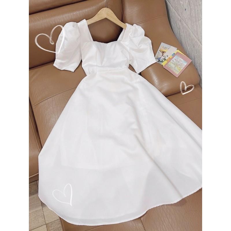 Đầm maxi trắng nơ lưng dự tiệc/ chụp lookbook hàng loại 1 (Ảnh thật shop chụp)