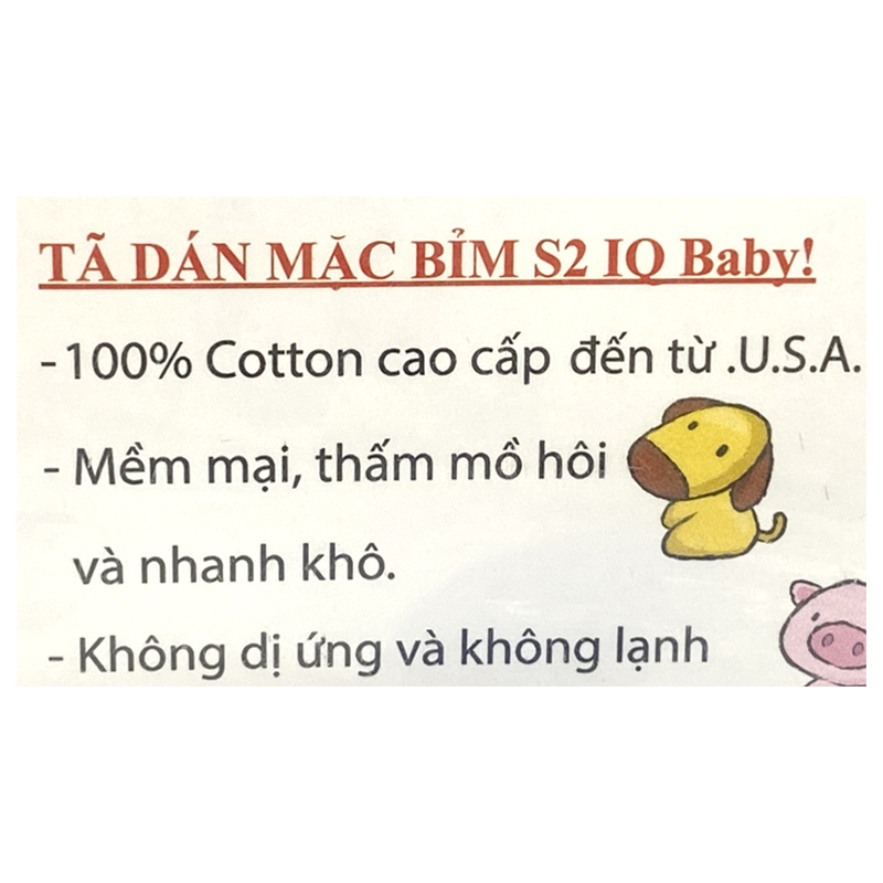 Tã dán sơ sinh IQBABY size S2 2 cái/bịch - màu ngẫu nhiên