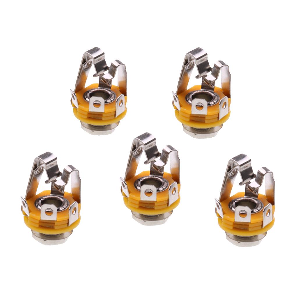 Sunnimix 5X1/4  6.35 Mm Đầu Vào Âm Thanh Stereo Đầu Ra Jack Cắm Ổ Cắm Đàn Guitar Điện Bass