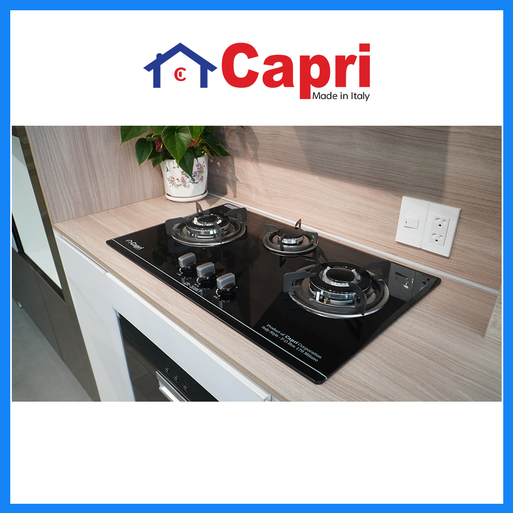 Bếp gas âm kính 3 vùng nấu Capri CR-308KT | Hàng chính hãng