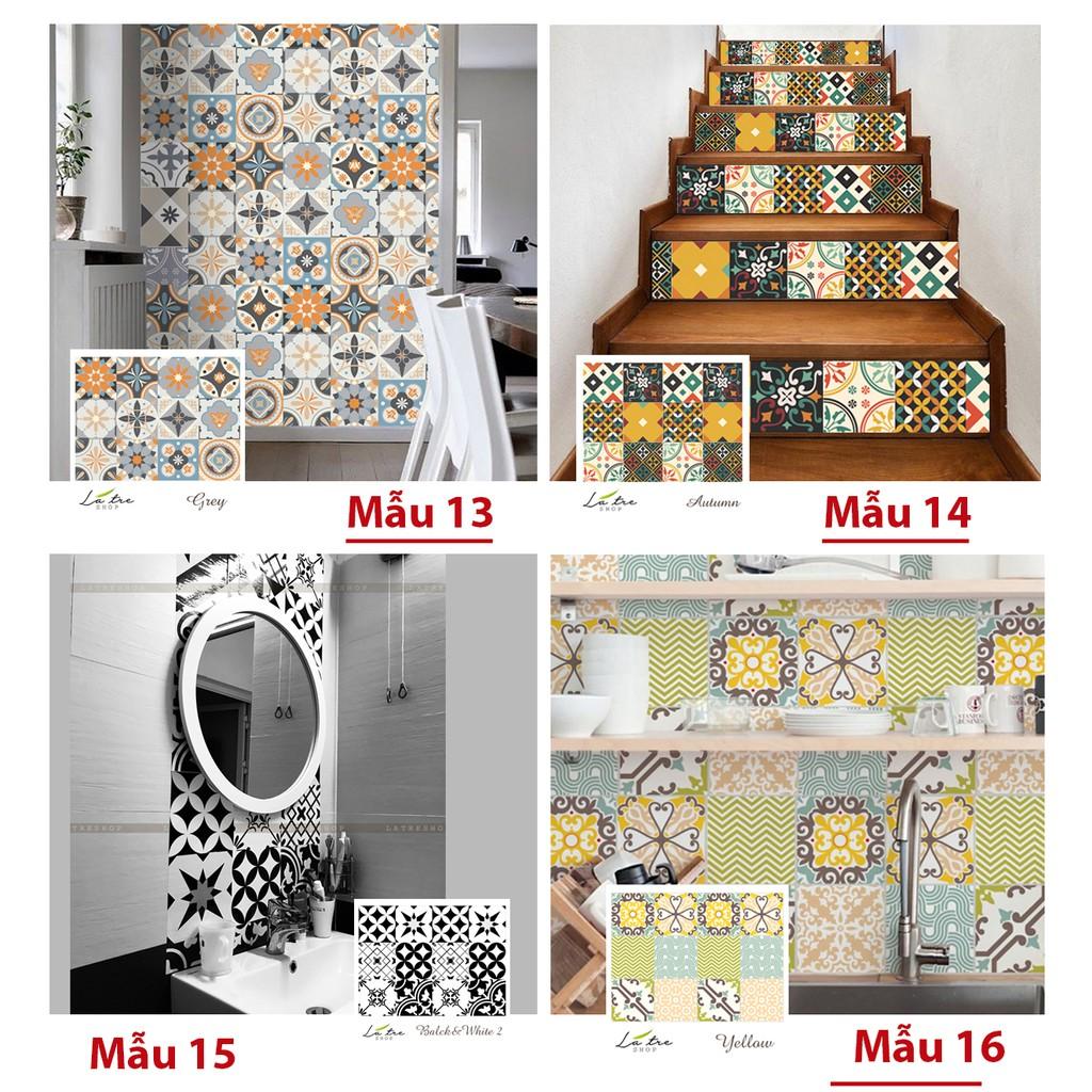 Decal dán bếp Decan dán tường Decal chống nước dán kính, nhà tắm - Decal gạch bông loại 1