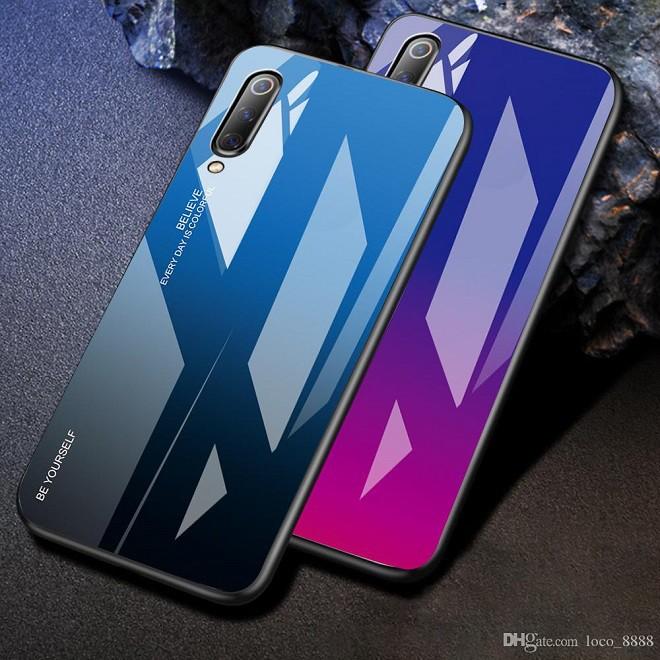 Ốp lưng kính màu Gradient viền dẻo cho Xiaomi Mi 9 SE