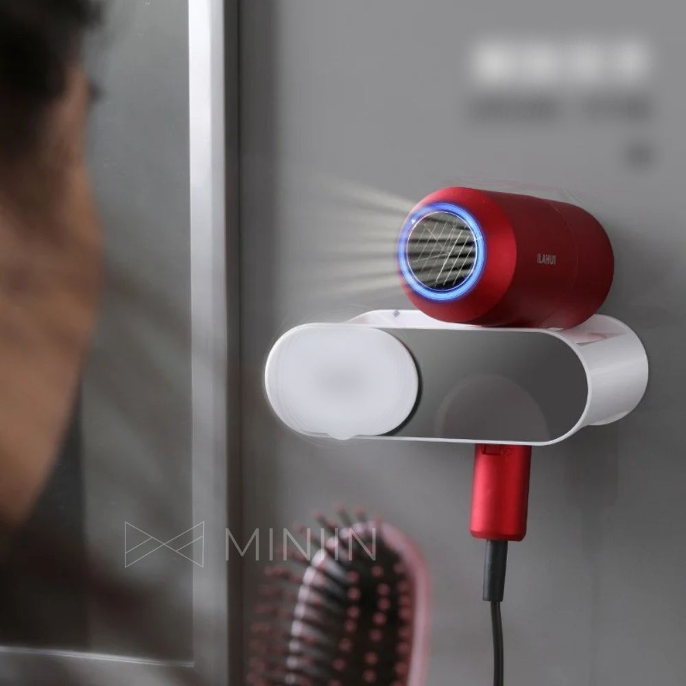 Giá Đỡ Máy Sấy Tóc Dán Tường Nhà Tắm Siêu Chắc Có Ngăn Đựng Đồ Trang Điểm - Kệ gắn tường - Hàng Chính Hãng MINIIN