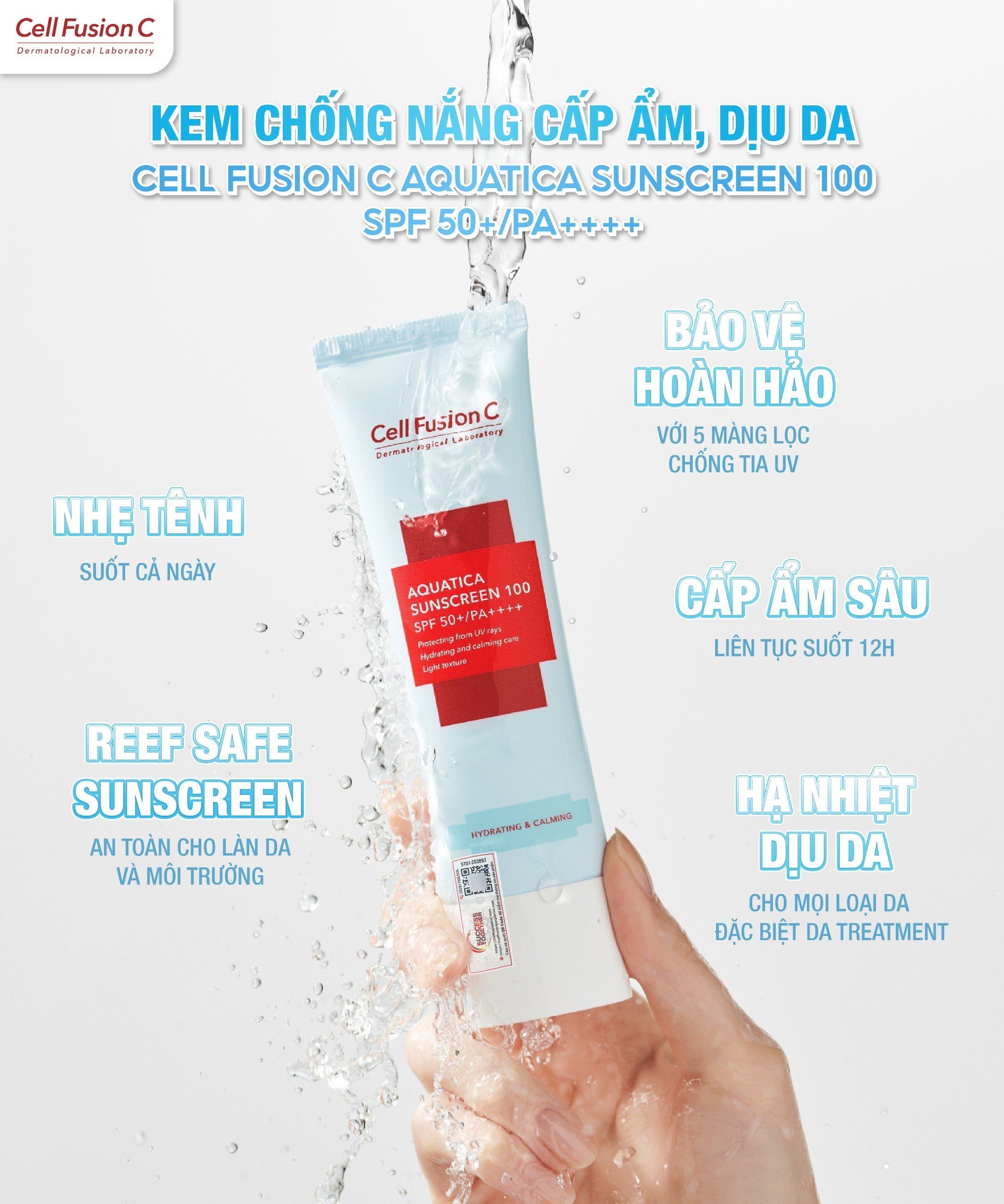 Kem Chống Nắng Cấp Ẩm Dịu Da Cell Fusion C Aquatica Sunscreen 100 SPF 50+/PA