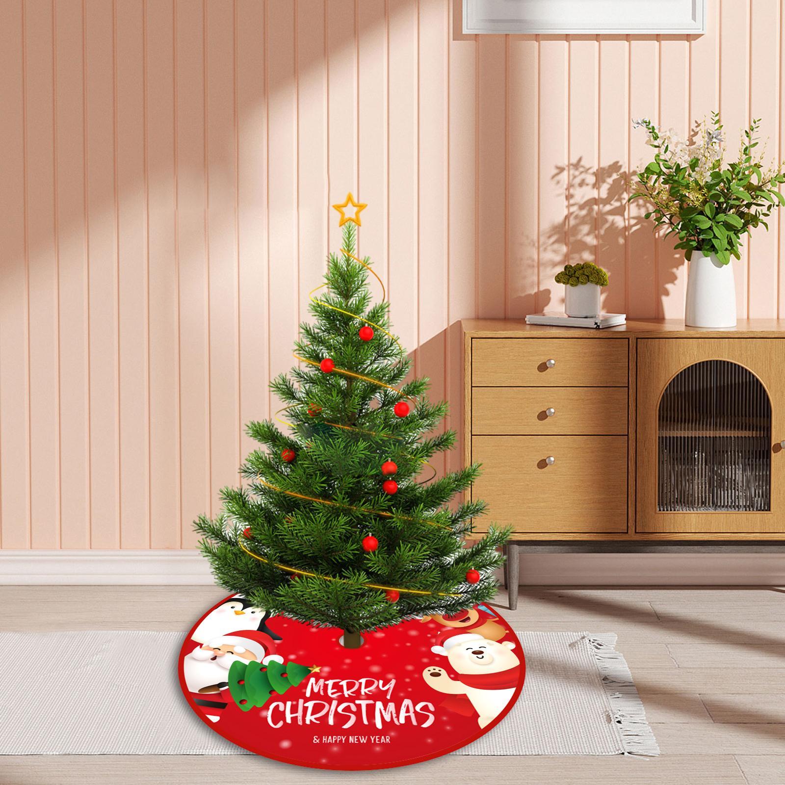 Christmas Tree Skirt Base Cover Xmas Tree Skirt 90cm Easy to Use Round Christmas Tree Apron for New Year Party Outdoor Indoor