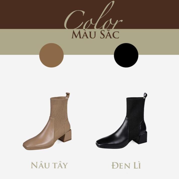 Hàng cao cấp Giày Bốt Da Nỉ Cổ Cao DEMIN Boot nữ cổ cao thời trang thiết kế thanh lịch - KBS061