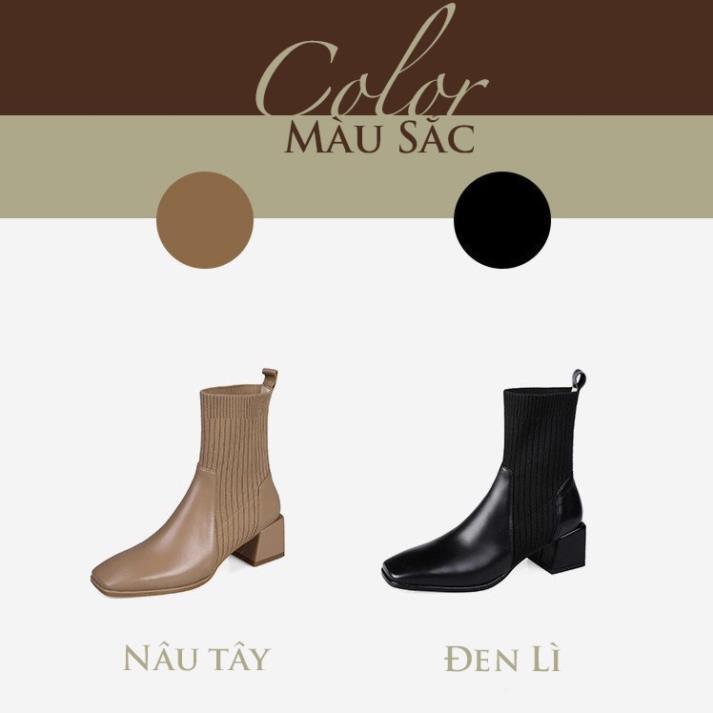 Hàng cao cấp Giày Bốt Da Nỉ Cổ Cao DEMIN Boot nữ cổ cao thời trang thiết kế thanh lịch - KBS061