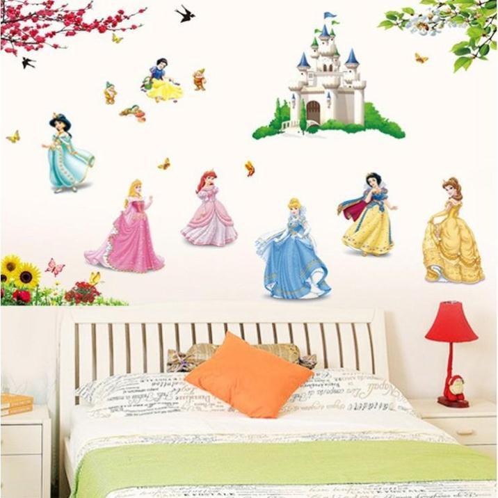 Tranh decal, decal dán tường trang trí phòng cho bé công chúa và lâu đài TE47