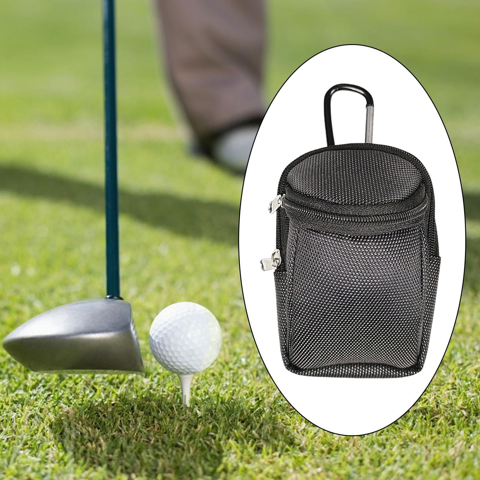 Golf Ball Pouch Golf Ball Carry Bag Lightweight Practical Golf Ball Storage Bag Two Zipper Pockets Golf Ball Case Golfer Gift
