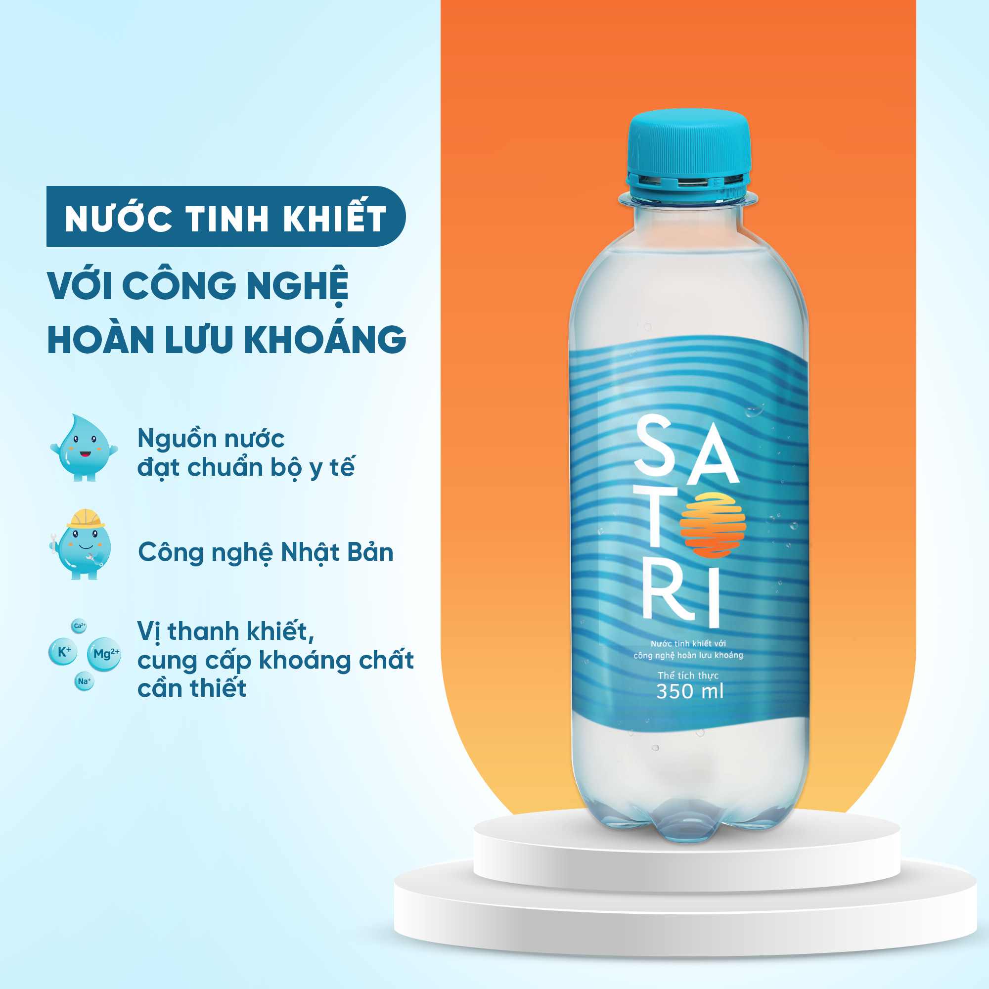 Lốc 6 chai nước suối (350ml/chai) SATORI - Công Nghệ Hoàn Lưu Khoáng