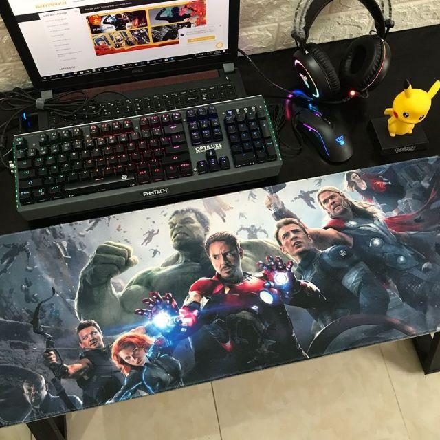 Tấm lót chuột phím nhân vật Siêu Anh Hùng AVENGER (MARVEL) size dài 80 x 30 x 0.3 cm - loại mousepad speed (Hình ngẫu n