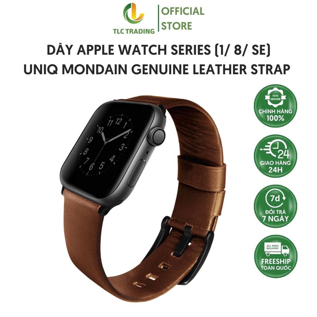 Dây Da Đồng Hồ UNIQ Mondain Genuine Leather Strap Dành Cho Apple Watch Series (1~8/ SE) Cổ Điển - Hàng chính hãng