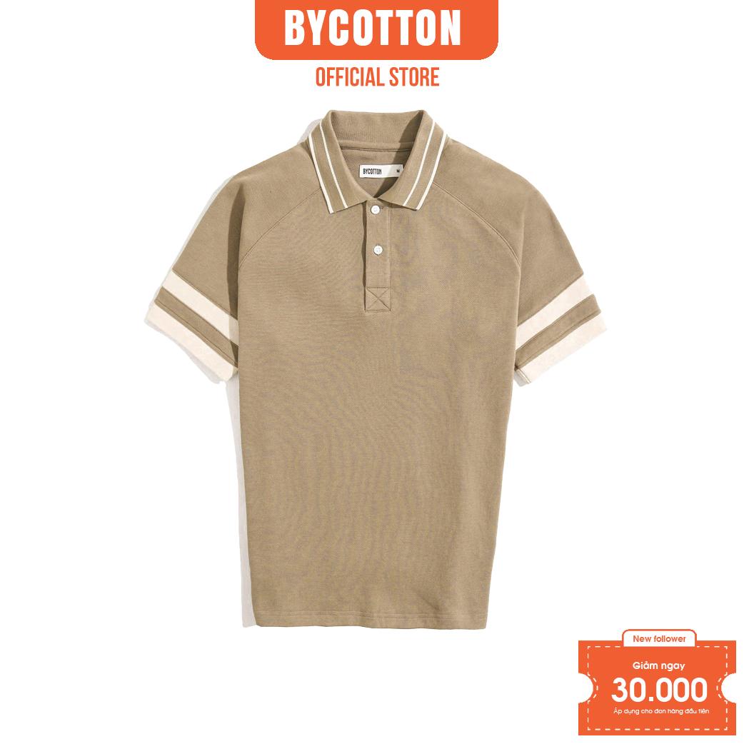 Áo Polo Nam Cao Cấp Có Cổ BY COTTON Raglan 2 Layer Brown 070223 Nam Tính, Thanh Lịch, Sang Trọng, Trẻ Trung