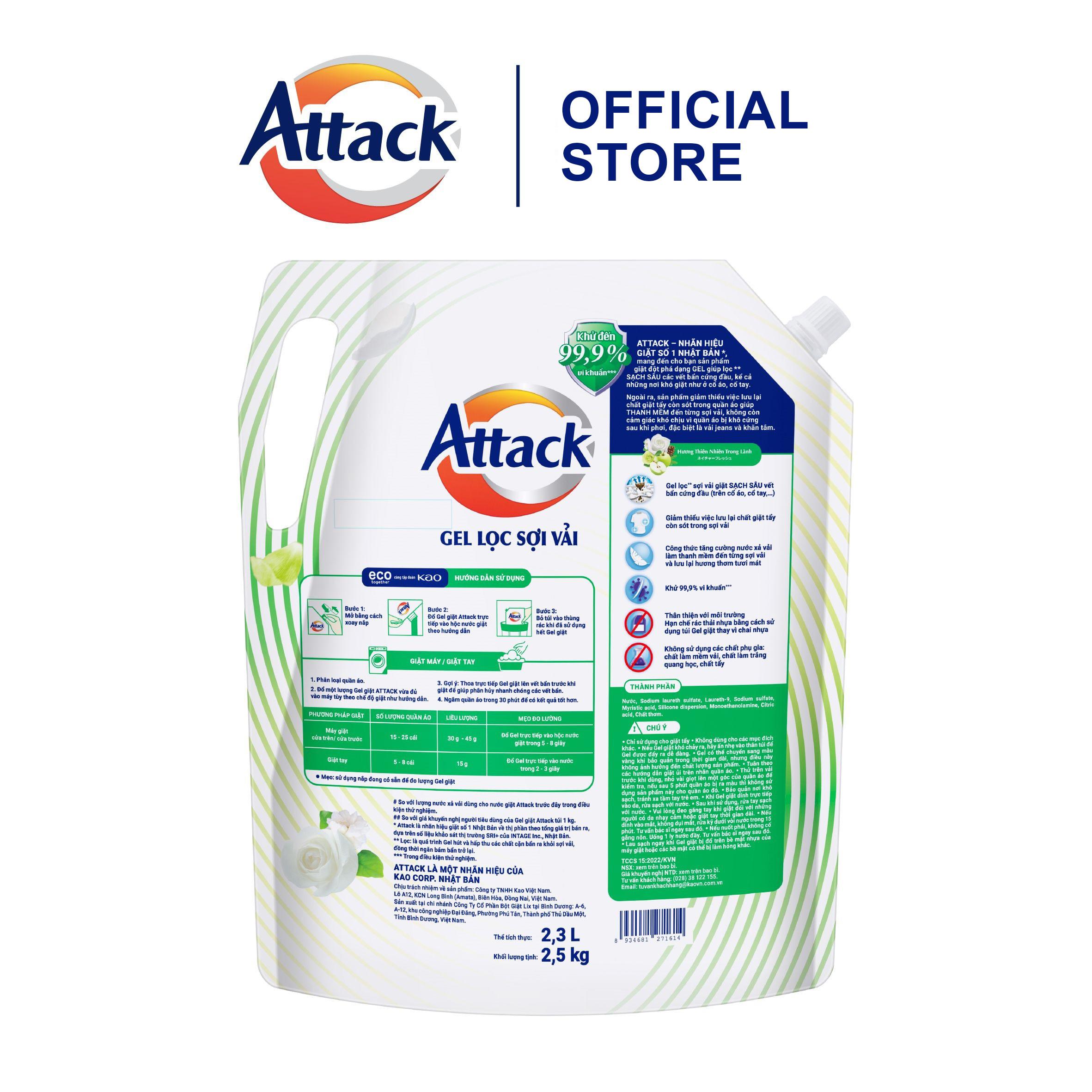 Gel Giặt Attack Hương Thiên Nhiên Trong Lành Túi 2.5Kg