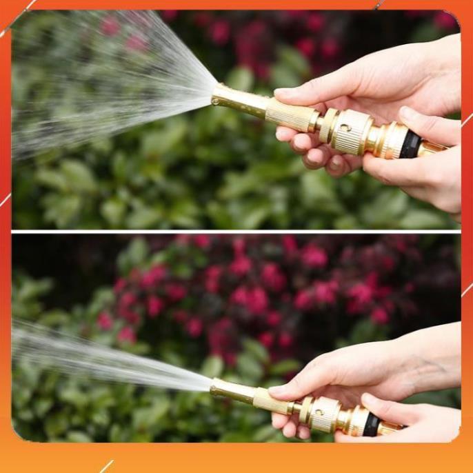 Bộ dây vòi xịt bơm nước tưới rửa , tăng áp 3 lần, loại 7m,10m 206587 đầu đồng,cút đồng,nối đen+ đai