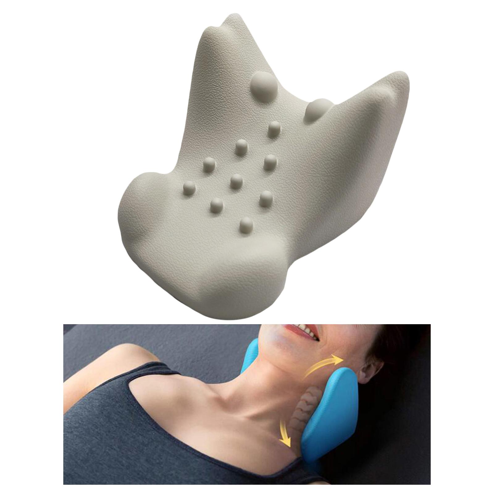 Portable Neck Shoulder Relaxer Chiropractic Pillow w/Massage Point Cervical Neck Massage Pillow for Muscle Relax Pain Relief Simple Effective