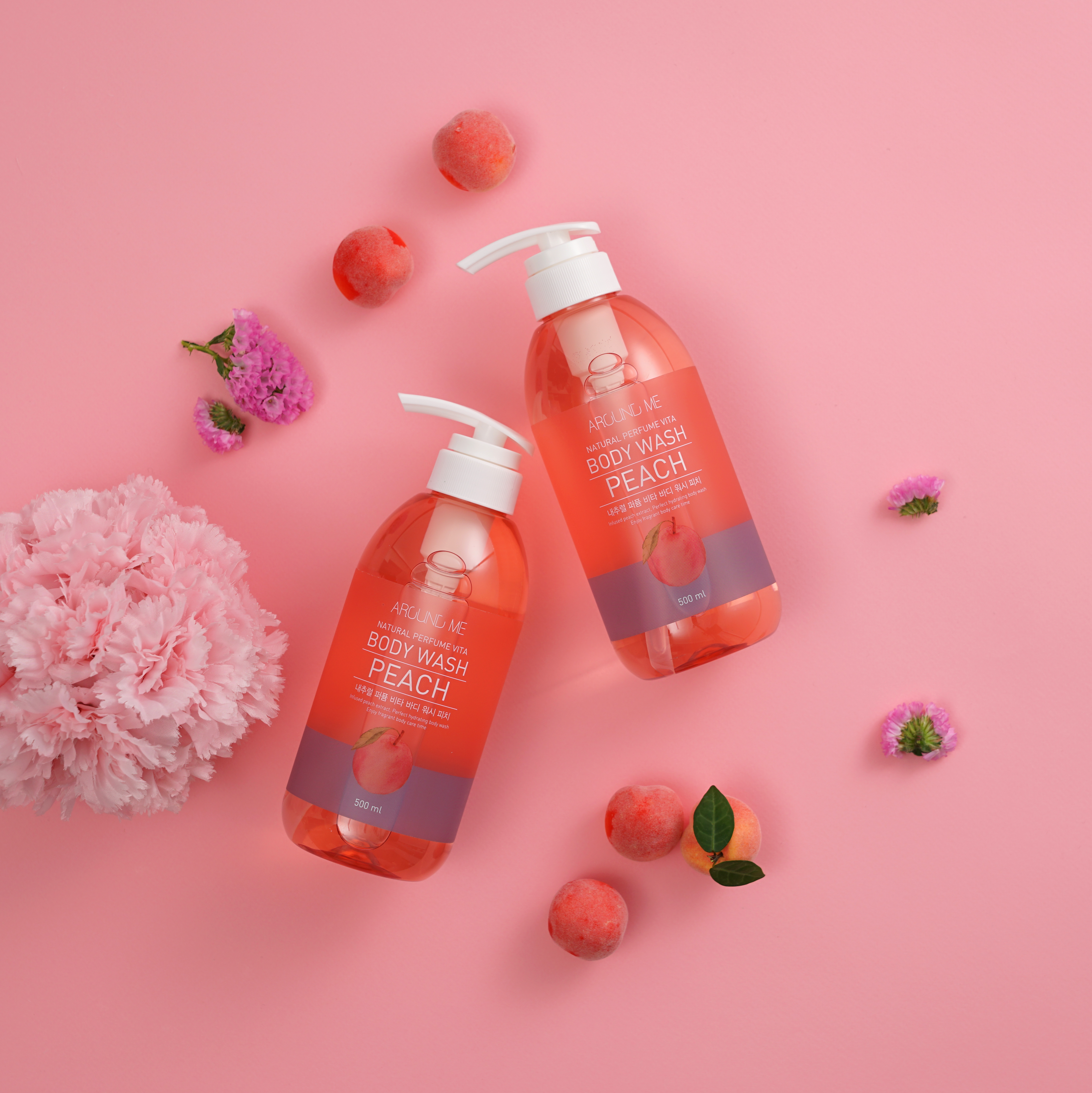 Sữa tắm Around Me hương nước hoa dưỡng ẩm cơ thể Hương Đào Vita Body Shower Wash Peach 500ml