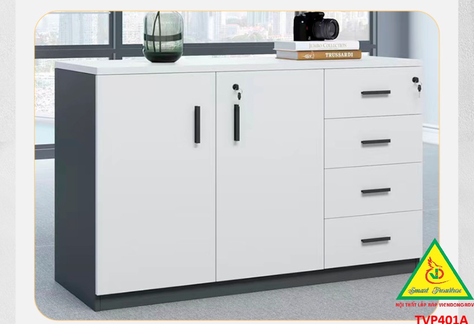 Tủ hồ sơ văn phòng, tủ tài liệu thấp gỗ MDF TVP401A - NỘI THẤT LẮP RÁP VIENDONGADV