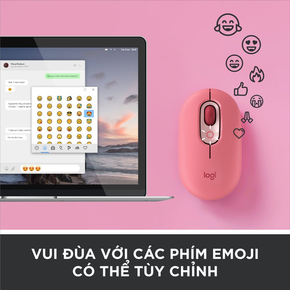 Hình ảnh Chuột không dây bluetooth Logitech POP MOUSE - giảm ồn, nút emoji tùy chỉnh - Hàng chính hãng