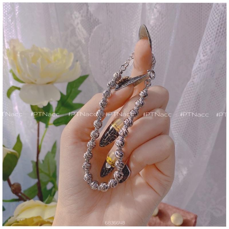 ᴾᵀᴺᵃᶜᶜ Lắc tay bạch kim bi trơn đơn giản