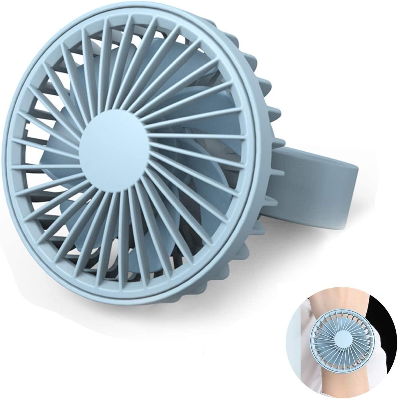 Quạt cổ tay mini cá nhân, Quạt bỏ túi 3 tốc độ với dây đeo cổ tay có thể điều chỉnh, sạc USB có thể tháo rời