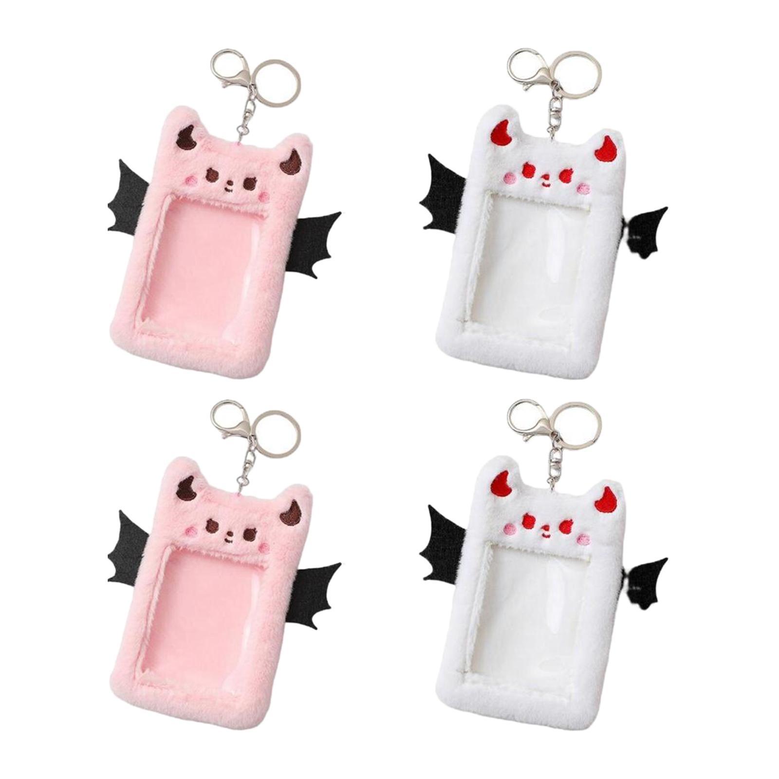 4pcs Plush Photo Card Holder with Keychain Photo Sleeves