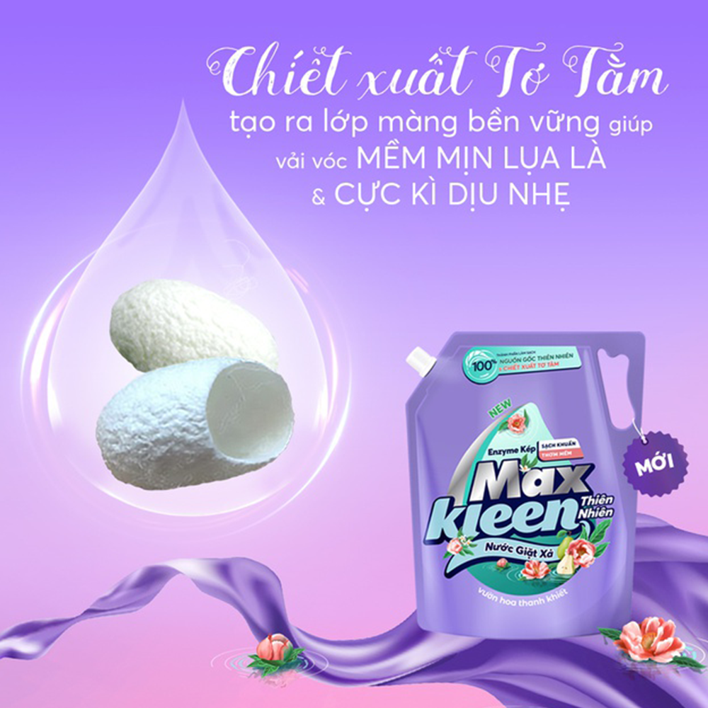 Combo Túi Nước Giặt Xả MaxKleen Thiên Nhiên 3.6kg + Túi Huyền Diệu 3.8kg