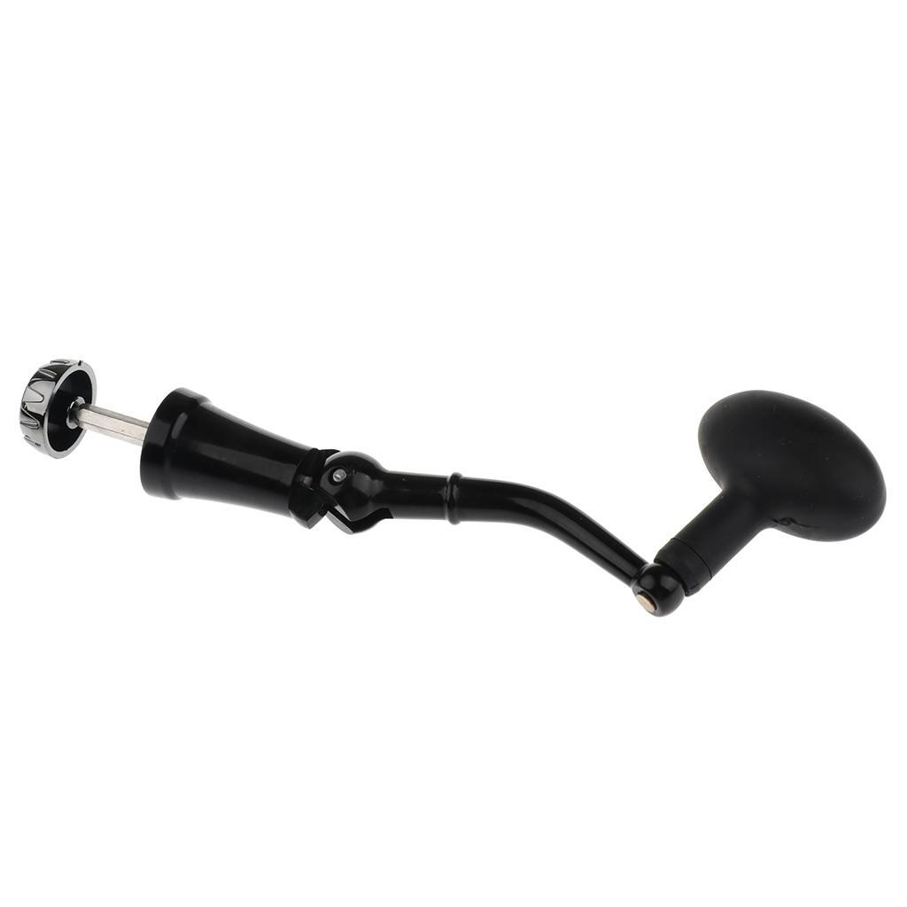 2xFishing Reel Handle with Knob Folding Handle Rocker Arm L Black
