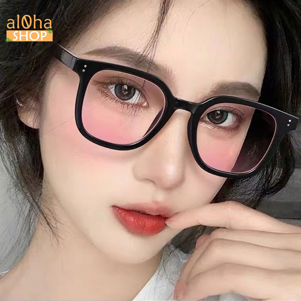 Mắt kính K0209 má hồng thời trang chống bụi gọng nhựa vuông tròn unisex nam nữ - al0ha Shop