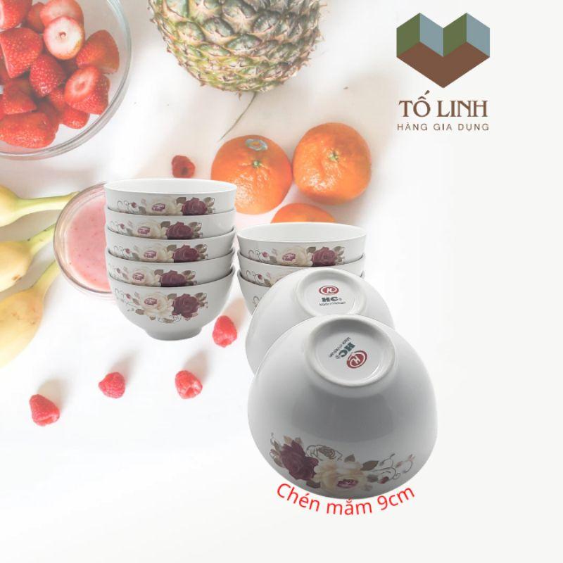 Combo 10 chén mắm sứ hoa,Set 10 chén mắm sứ hoa