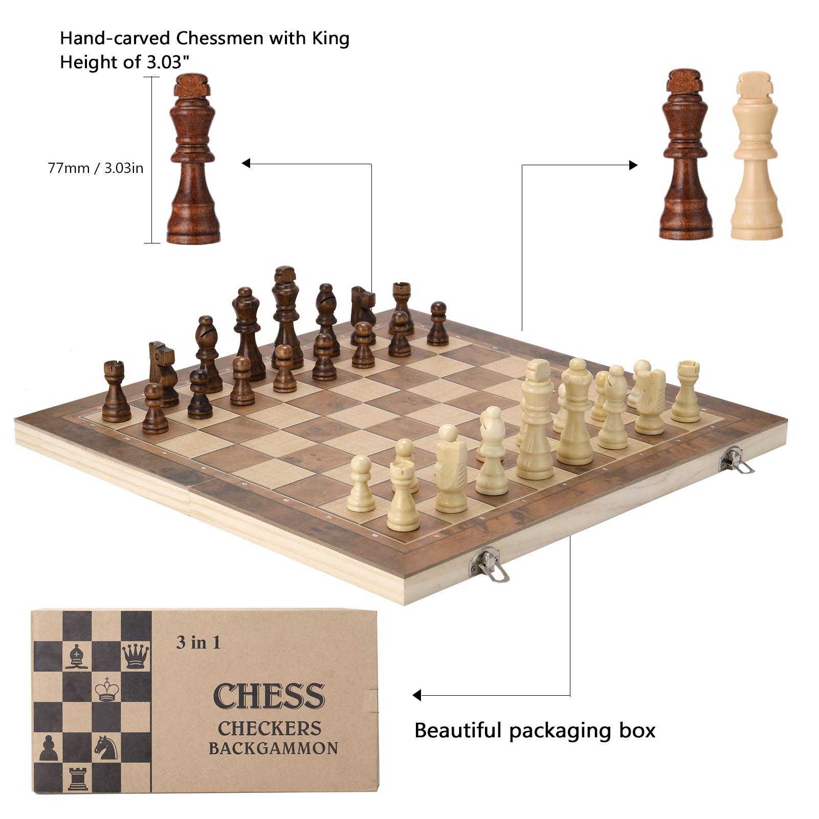 Bộ Đồ Chơi Cờ Vua Trí Tuệ 3 Trong 1 Bằng Gỗ Kiểu Dáng Sang Trọng Folding Chess Board