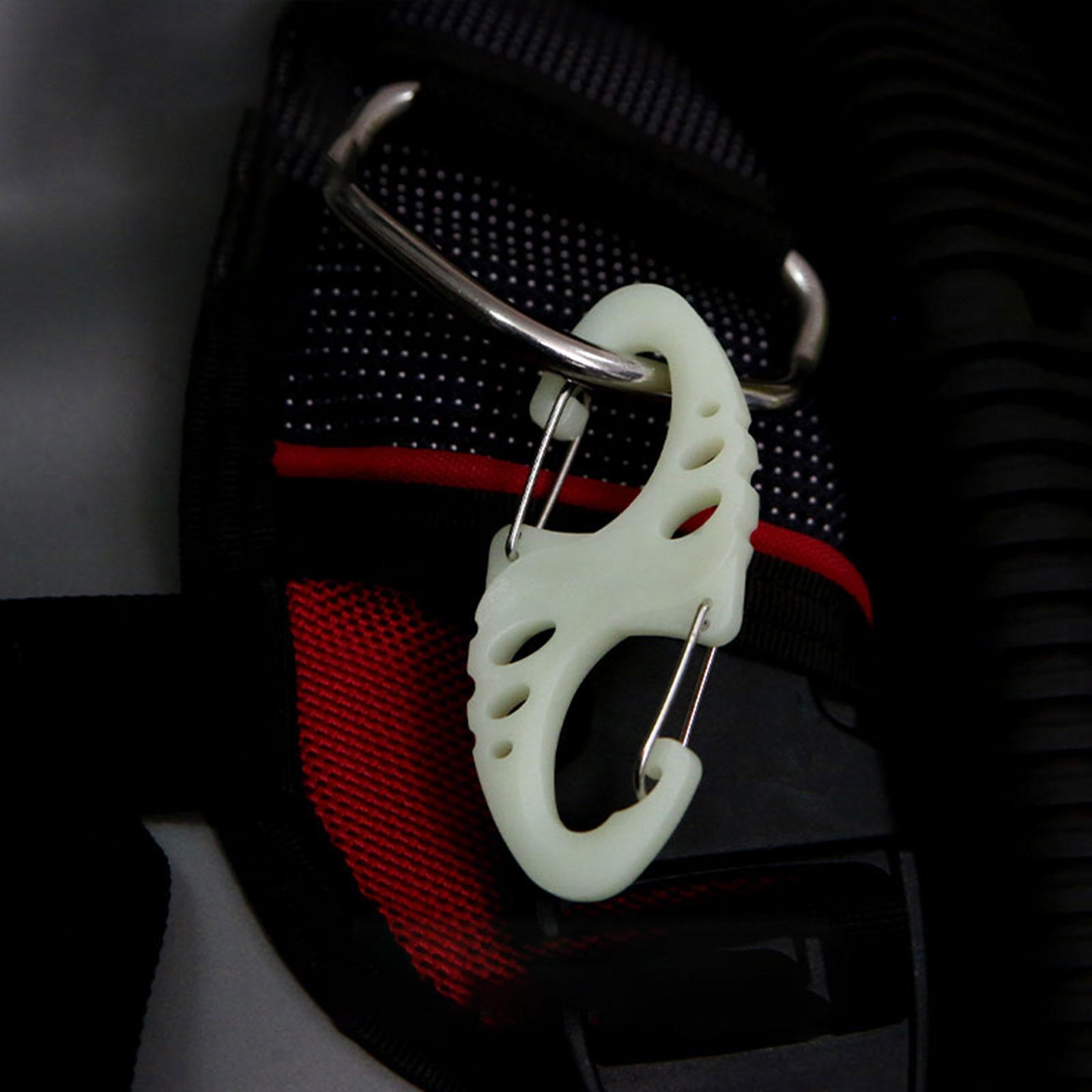 Luminous Diving Carabiner Clip Glowing Carabiner Hook Scuba Diving Hook Diving Buckle Double Ended Snap Hooks for Key Chain
