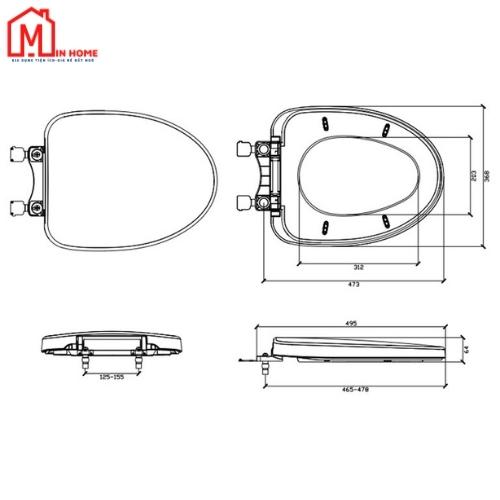 Nắp Bồn Cầu Rơi Êm Dành Riêng Cho Bệt Toto,Inax Từ 504,Viglacera,American Standard Liền Khối