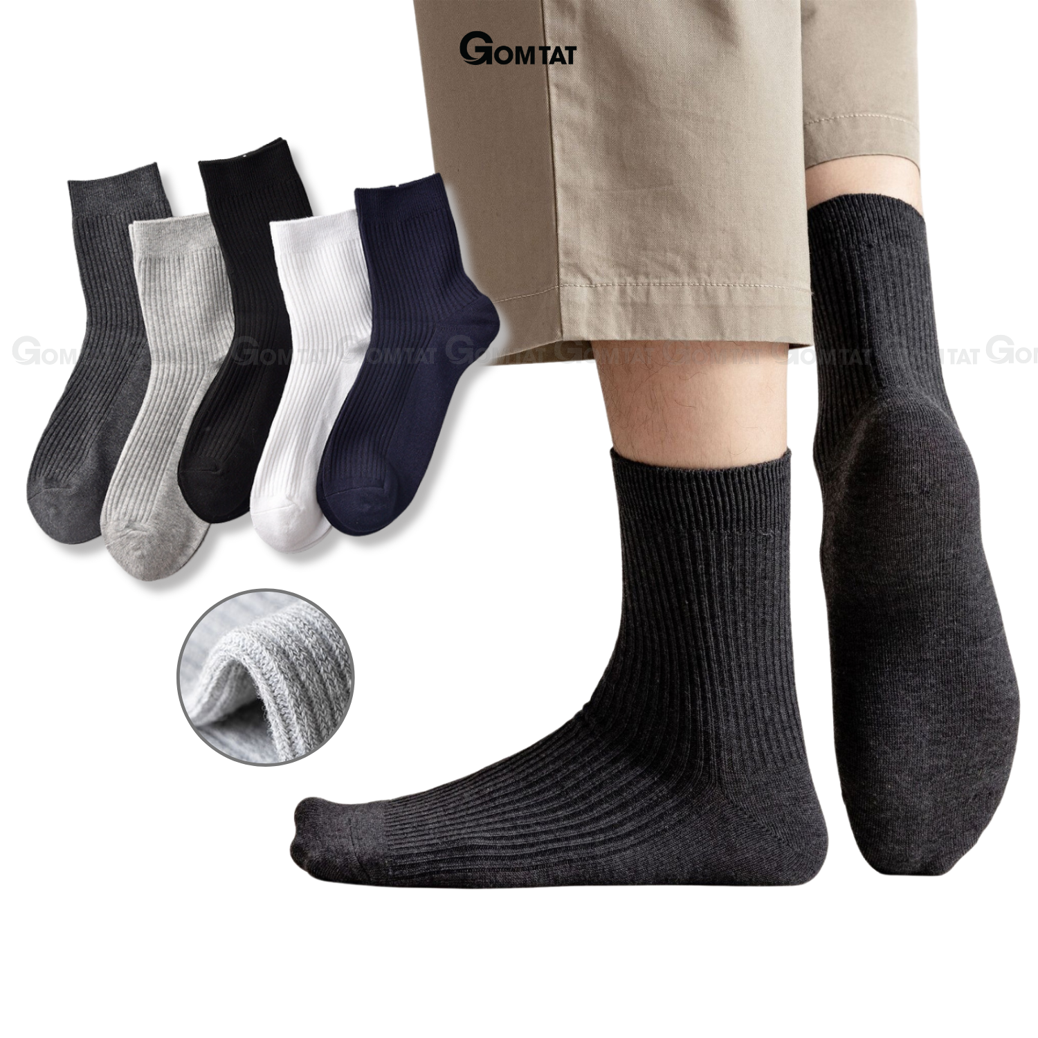 Tất cổ cao nam nữ trơn màu chất liệu cotton cao cấp, vớ cao cổ unisex hút ẩm thoáng khí, êm chân -CAOTRON-FIVE-2001-1DOI