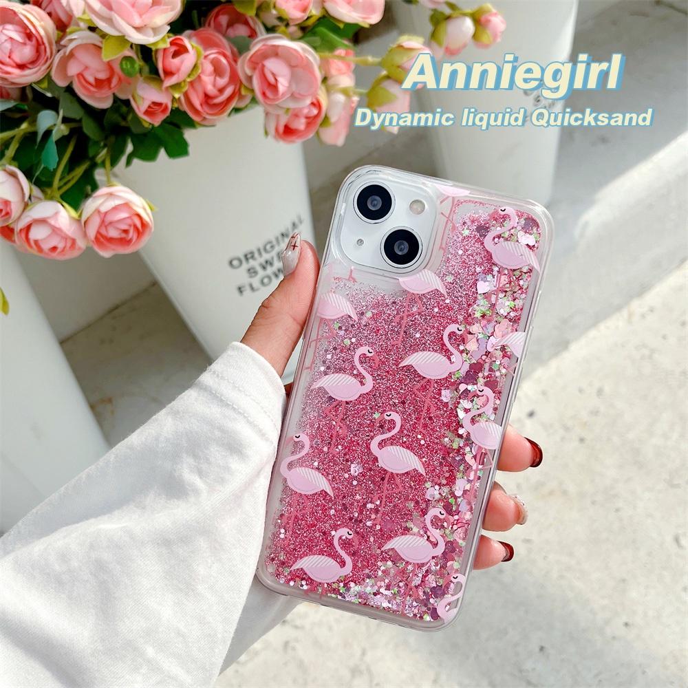 Ốp Điện Thoại TPU Mềm Phối Kim Tuyến Nước Hình Hồng Hạc Cho IPhone 13 12 11 Pro XS XR 7 Plus