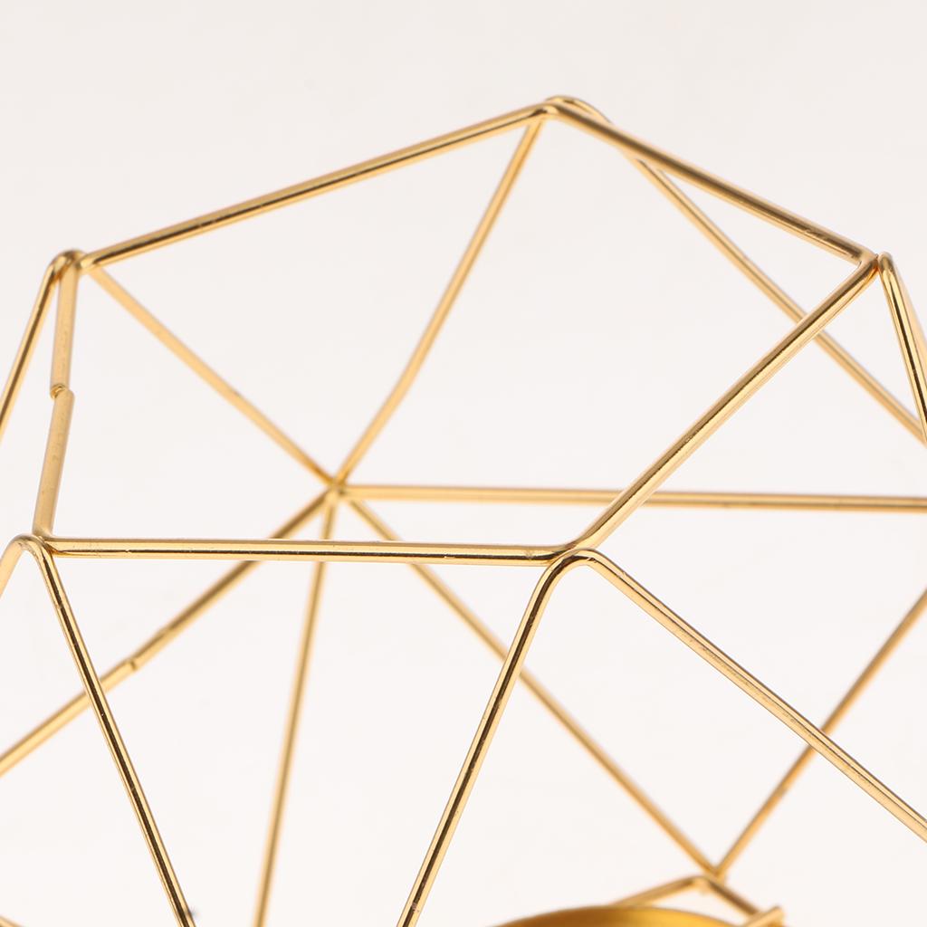 12x Iron Wire 3D Copper Geometric Candle Tea Light Holder Mood Light Wedding
