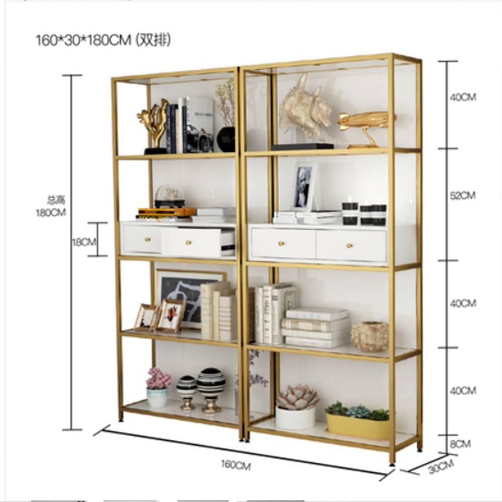 Kệ trưng bày trang trí 2 ngăn kéo đen IBIE AK020 mặt gỗ, khung sắt sơn tĩnh điện, tùy chọn kích thước, màu sắc