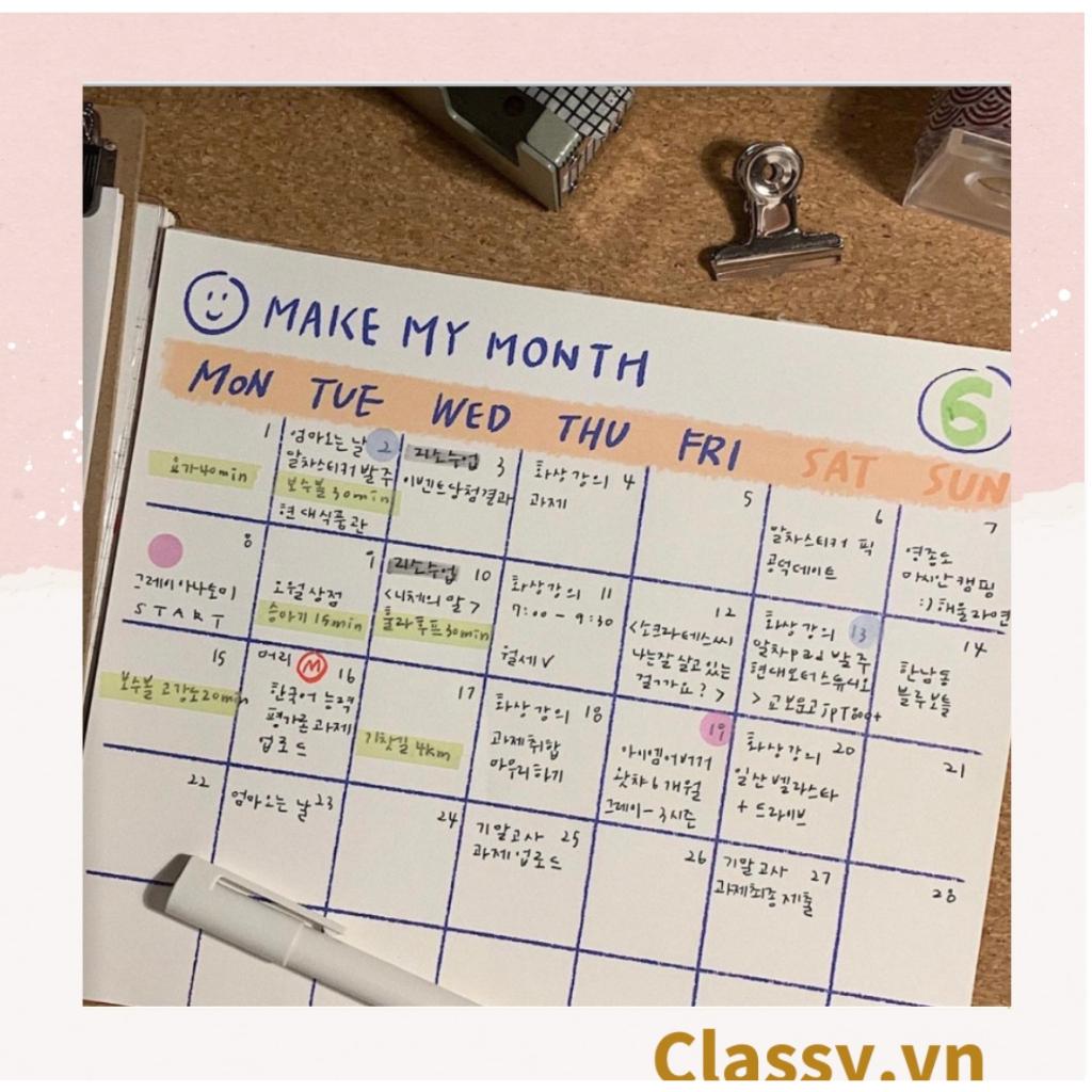 DAILY PLANNNER Classy lên kế hoạch trong tuần, hàng ngày lên lịch trình, ghi chú ngày lễ quan trọng PK1327