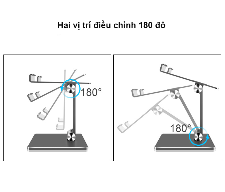 Giá Đỡ Để Bàn Điện Thoại Di Động, Máy Tính Bảng, Ipad Hợp Kim Nhôm Cao Cấp Hai Trục Xoay 180 Độ Chống Đổ Hàng Chính Hãng Tamayoko