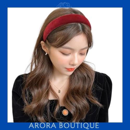 Cài tóc nhung trơn màu đơn sắc- Arora boutique