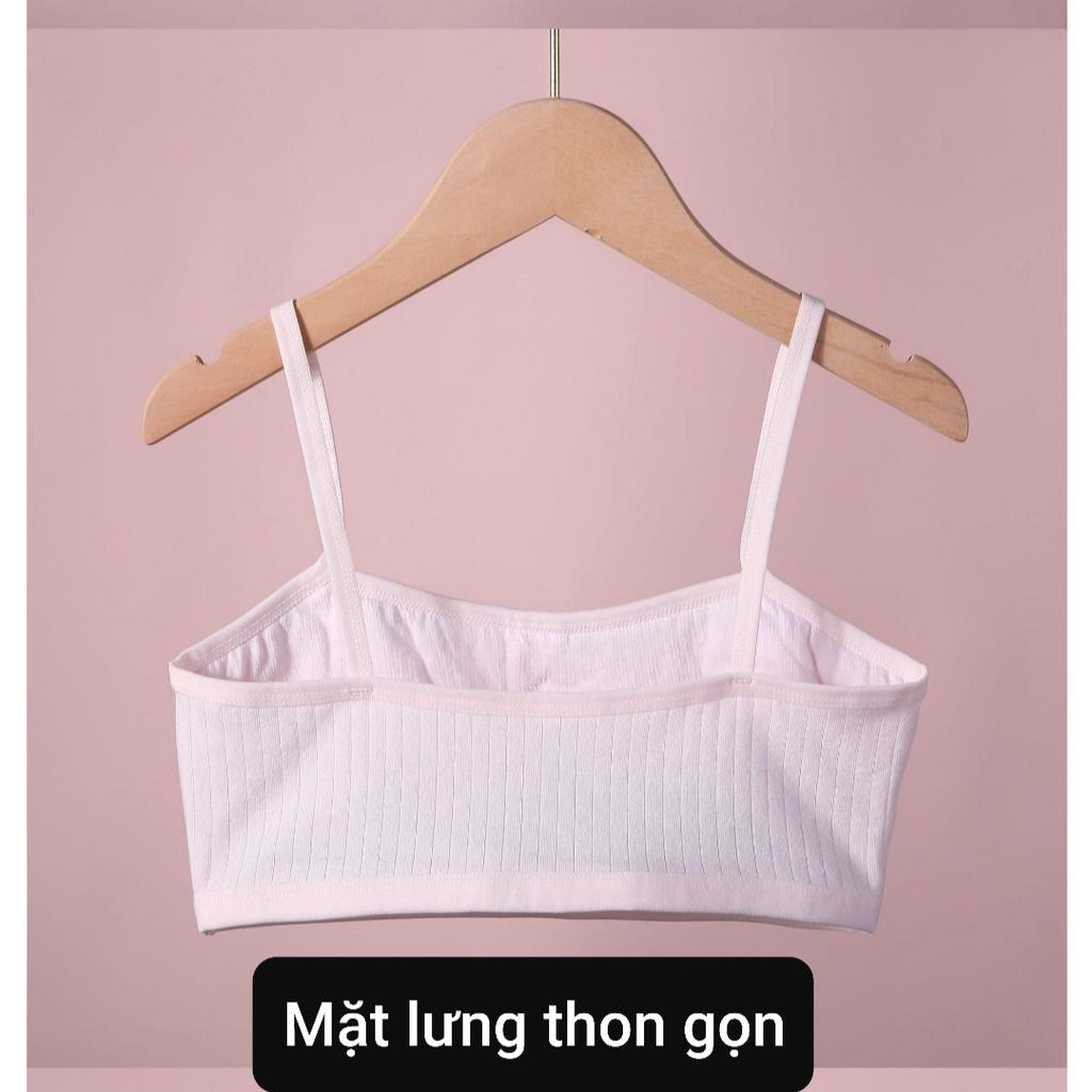 Áo lót học sinh cotton áo lá cho bé gái không mút hàng 2 lớp siêu dễ thương từ 30-45kg