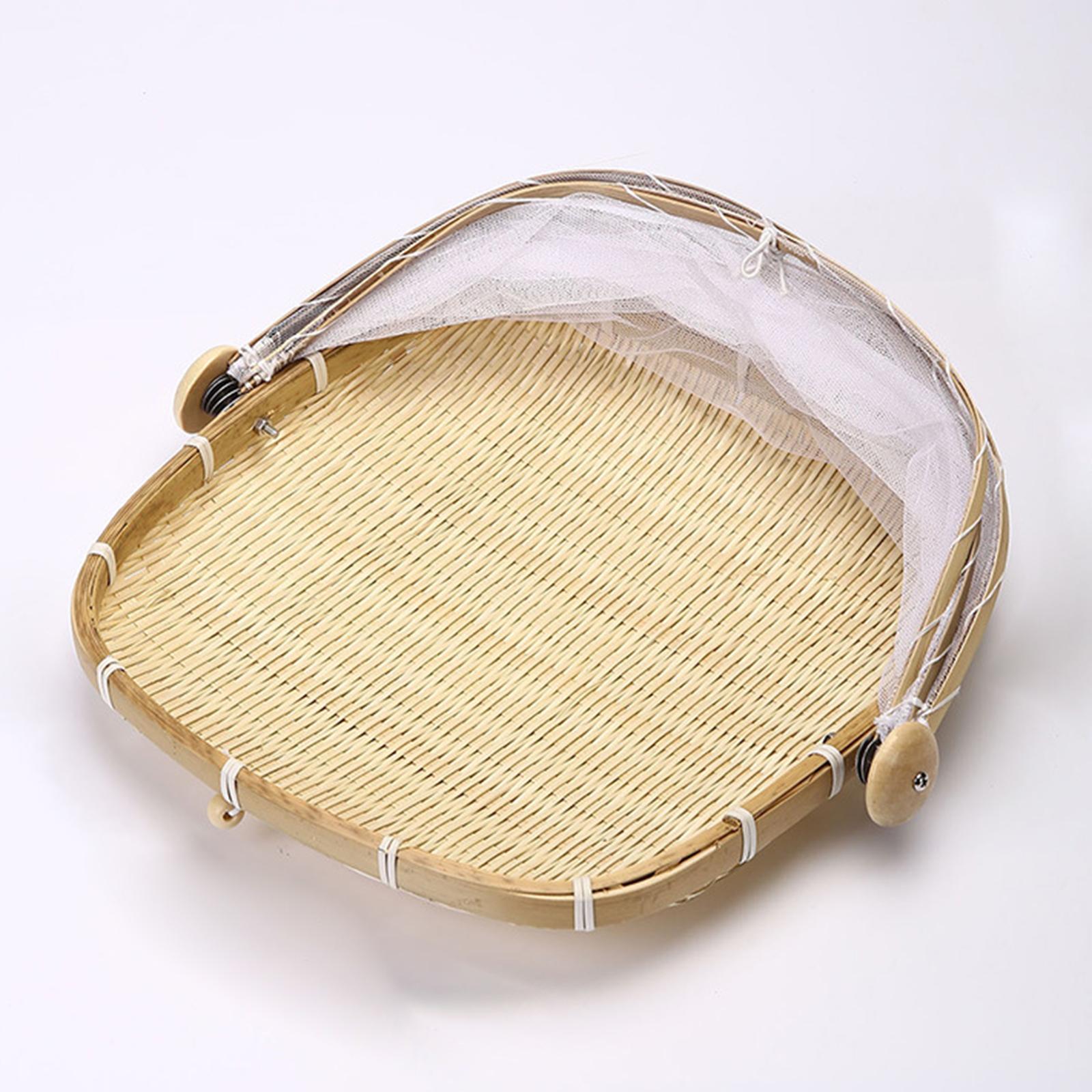 Food Serving Tent Basket Food Storage Basket with Mesh Gauze Cover for Fruit