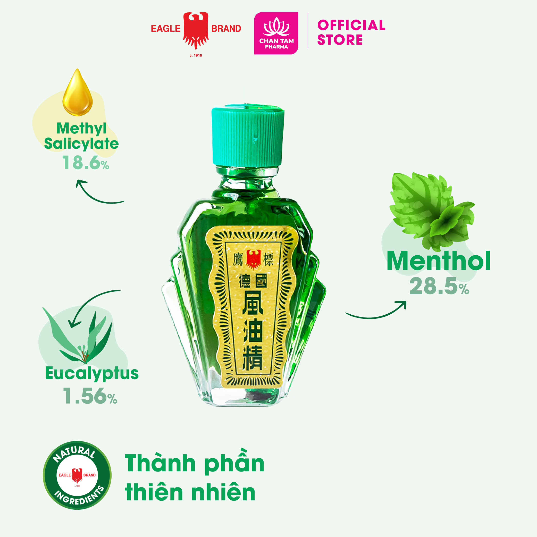 COMBO 3 LỌ 6ML - Dầu Gió Xanh Con Ó Eagle Brand