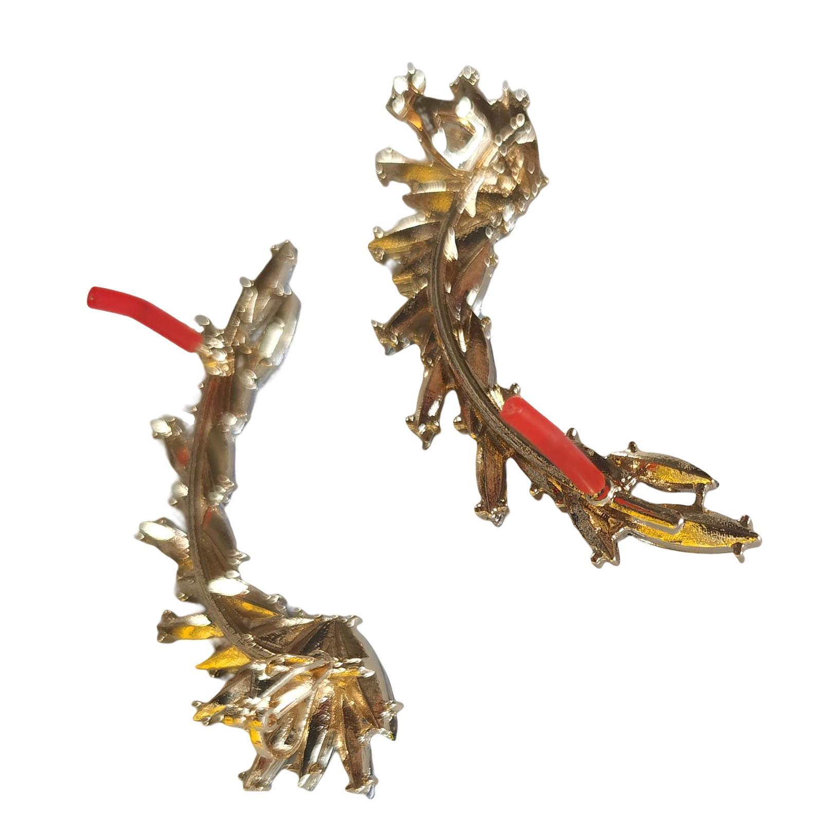 Ladies Leaves Earrings Diamante Rhinestone Ear  Crawler Jewelry Golden