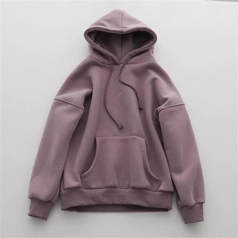 Áo Hoodie Basic Thêu Hình Ngôi Sao Chất Nỉ Bông Dày Dặn Oversize Cho Cả Nam Và Nữ